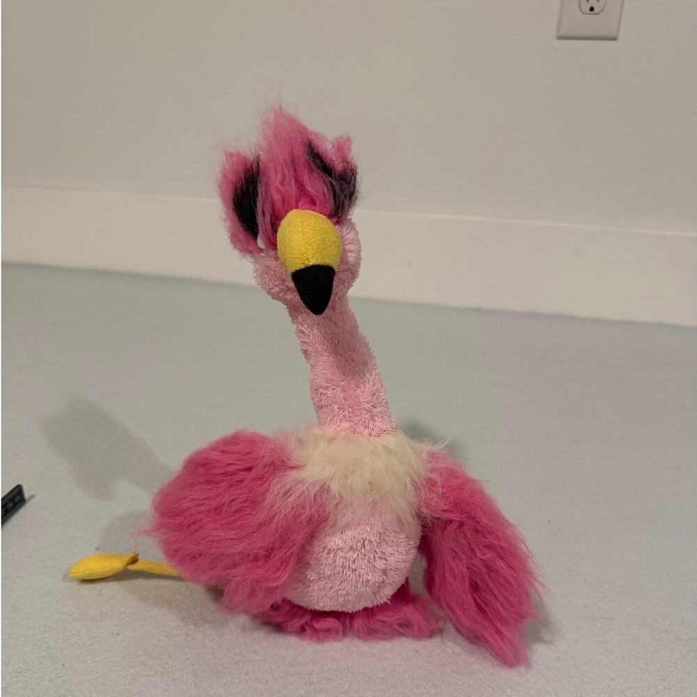 RETIRED Jellycat Fenella Shaggy Pink White Flamingo Plush Stuffed Animal